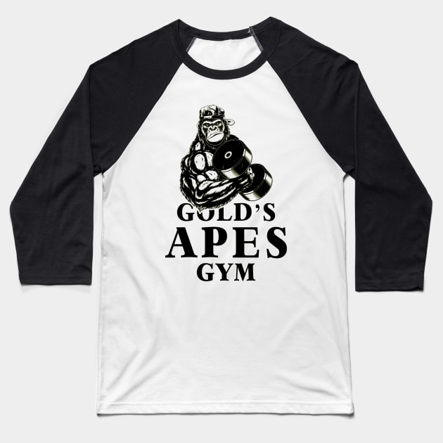 Gold's Apes Gym Body Building Baseball T-Shirt by TEEWEB